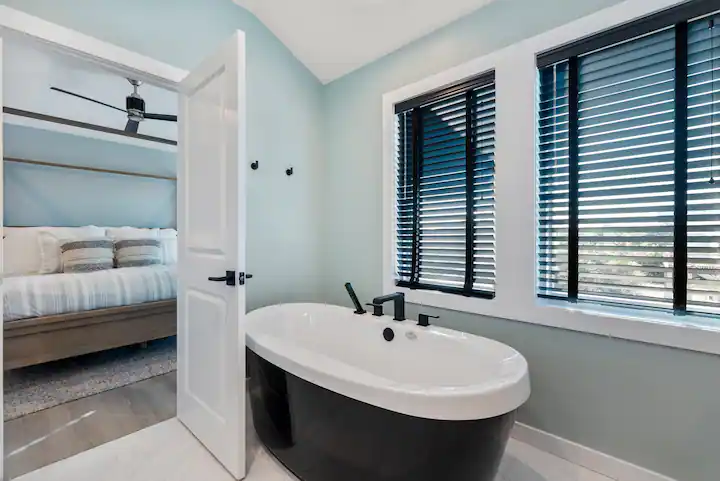 bathtub with custom trimmed windows